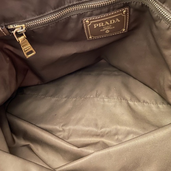 Prada Nylon Tote Saffiano Leather Tessuto Shoulder Tote Pre Loved Yellow - Picture 8 of 16